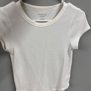 American Eagle Cream Ribbed Top